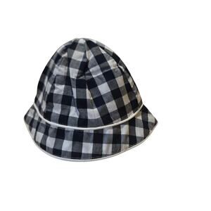 Janie and Jack Gingham Bucket Hat 0–3 Months NWT Black White Chin Strap